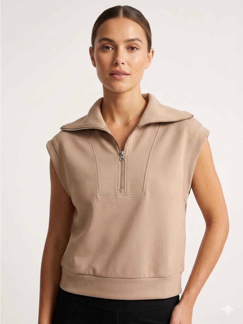 Bailey 44 Neutral Zip-Front Sleeveless Top